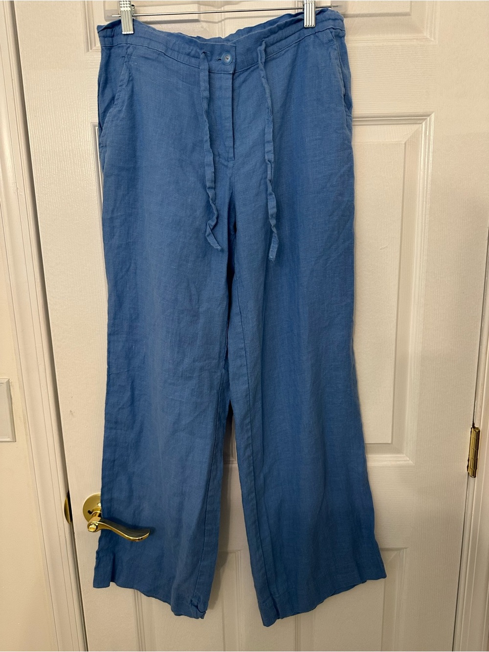 Aprico Wide-Leg Linen Pants in Dusty Blue